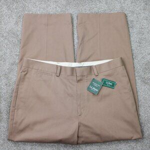 L.L. Bean Chino Pants NWT Mens 36 Brown Classic Fit Wrinkle Free w/ 28" inseam